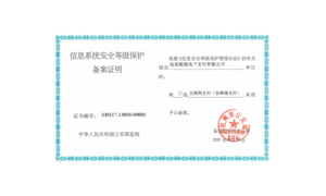等级保护三级备案证书